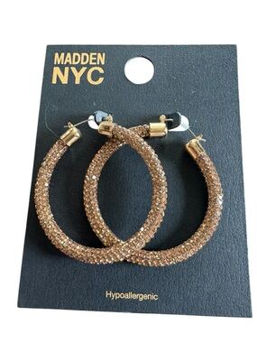 Madden NYC Rose Gold Crystal Hoop Earrings